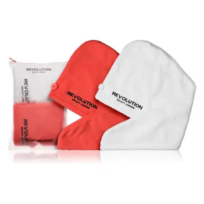 Revolution Haircare Microfibre Hair Wraps törölköző hajra árnyalat Coral/White 2 db