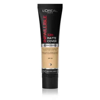 L’Oréal Paris Infallible 32H Matte Cover tartós matt alapozó SPF 25 árnyalat 200 (Neutral Undert