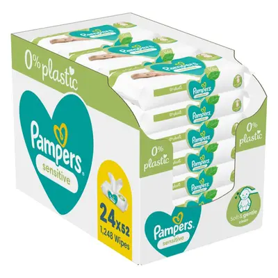 Pampers Sensitive Plastic Free nedves törlőkendő gyerekeknek az érzékeny bőrre 24x52 db