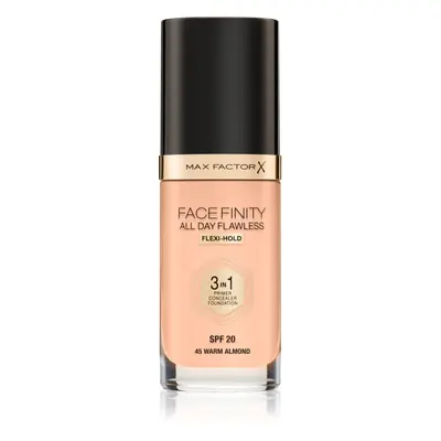 Max Factor Facefinity All Day Flawless tartós alapozó SPF 20 árnyalat 45 Warm Almond 30 ml