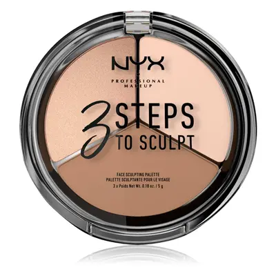 NYX Professional Makeup 3 Steps To Sculpt Púderes highlight és kontúr paletta árnyalat 01 Fair 1