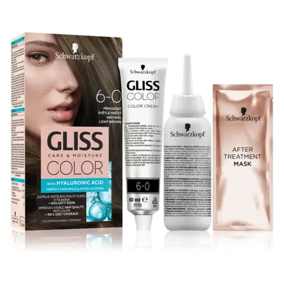 Schwarzkopf Gliss Color tartós hajfesték árnyalat 6-0 Natural Light Brown 2x60 ml