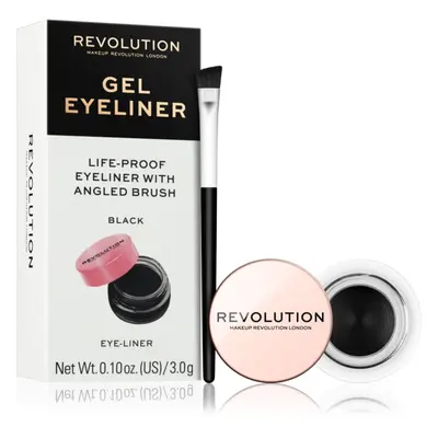 Makeup Revolution Gel Eyeliner Pot tartós zselés szemhéjtus ecsettel árnyalat Black 3 g