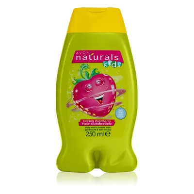 Avon Naturals Kids Swirling Strawberry habfürdő és tusfürdő gél 2 in 1 gyermekeknek 250 ml