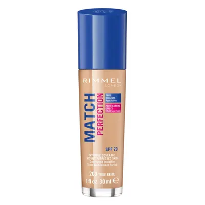 Rimmel Match Perfection folyékony make-up SPF 20 árnyalat 203 True Beige 30 ml