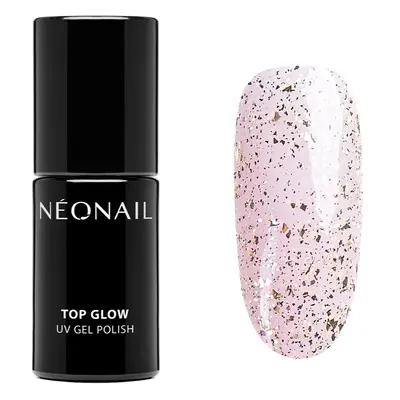 NEONAIL Top Glow zselés fedő körömlakk árnyalat Gold Flakes 7,2 ml