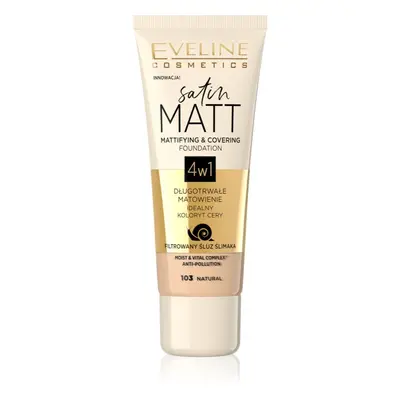 Eveline Cosmetics Satin Matt mattító alapozó csigakivonattal árnyalat 103 Natural 30 ml