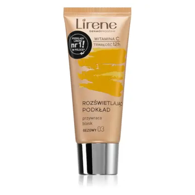 Lirene Vitamin C bőrvilágosító make-up fluid a hosszan tartó hatásért árnyalat 03 Beige 30 ml