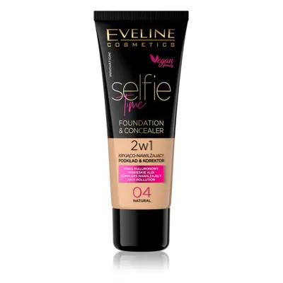 Eveline Cosmetics Selfie Time alapozó és korrektor 2 az 1-ben árnyalat 04 Natural 30 ml