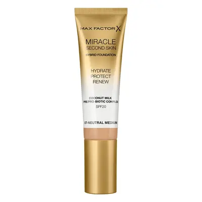 Max Factor Miracle Second Skin hidratáló alapozó krém SPF 20 árnyalat 07 Neutral Medium 30 ml