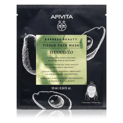 Apivita Express Beauty Moisturizing Tissue Face Mask Avocado hidratáló gézmaszk az arcbőr megnyu