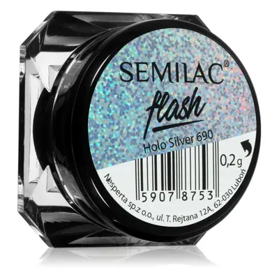 Semilac Flash csillogó por körmökre árnyalat Holo SIlver 690 0,2 g