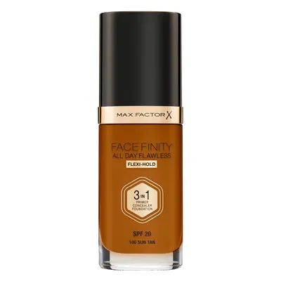 Max Factor Facefinity All Day Flawless tartós alapozó SPF 20 árnyalat 100 Sun Tan/ W100 Cocoa 30