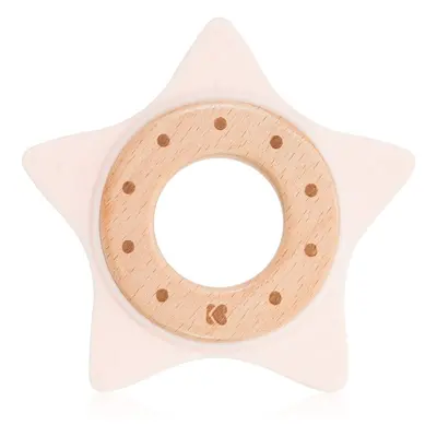 Kikkaboo Silicone and Wood Teether Star rágóka Pink 1 db