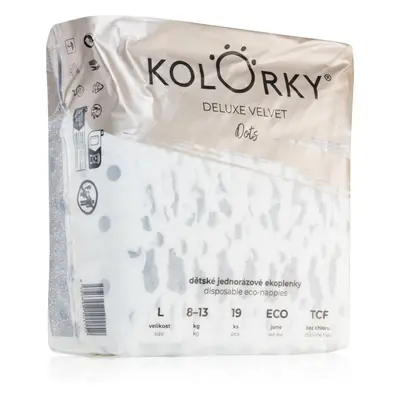 Kolorky Deluxe Velvet Dots eldobható ÖKO pelenkák L méret 8-13 kg 19 db