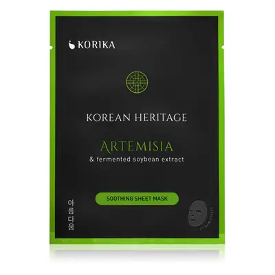 KORIKA Korean Heritage Artemisia & Fermented Soybean Extract Soothing Sheet Mask nyugtató hatású