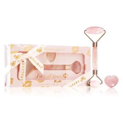 Crystallove Rose Quartz Selflove Set masszázs henger az arcra és masszázs szegédeszköz