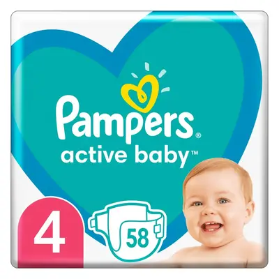 Pampers Active Baby Size 4 eldobható pelenkák 9-14 kg 58 db