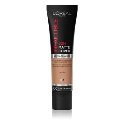 L’Oréal Paris Infallible 32H Matte Cover tartós matt alapozó SPF 25 árnyalat 300 (Cool Undertone