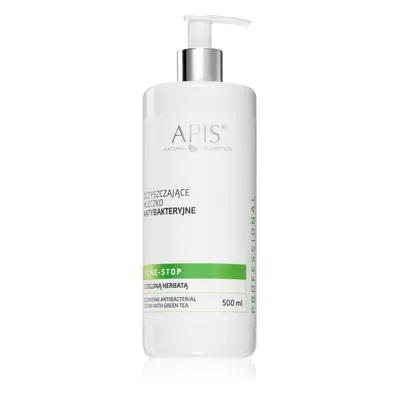 Apis Natural Cosmetics Acne-Stop Home TerApis tisztító és sminkeltávolító tej zöld teával 500 ml