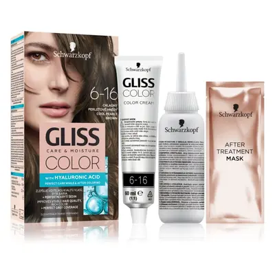 Schwarzkopf Gliss Color tartós hajfesték árnyalat 6-16 Cool Pearly Brown 1 db