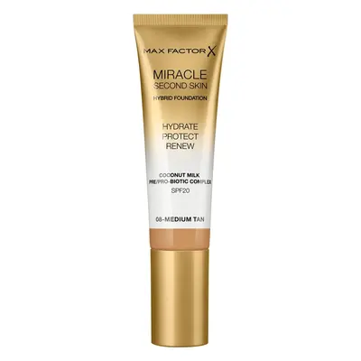 Max Factor Miracle Second Skin hidratáló alapozó krém SPF 20 árnyalat 08 Medium Tan 30 ml