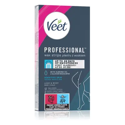 Veet Professional Sensitive Skin szőrtelenítő gyantacsík az érzékeny bőrre 12 db