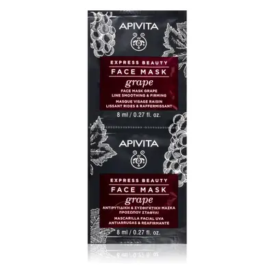 Apivita Express Beauty Firming Face Mask Grape ránctalanító és feszesítő arcpakolás 2 x 8 ml