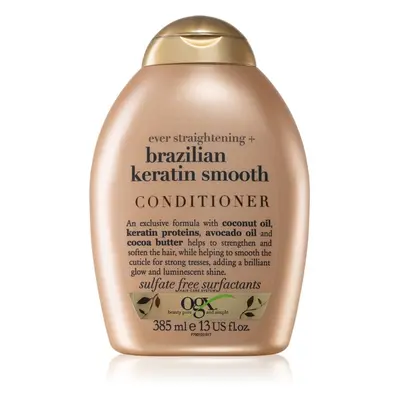 OGX Brazilian Keratin Smooth kisimító kondicionáló a fénylő és selymes hajért 385 ml