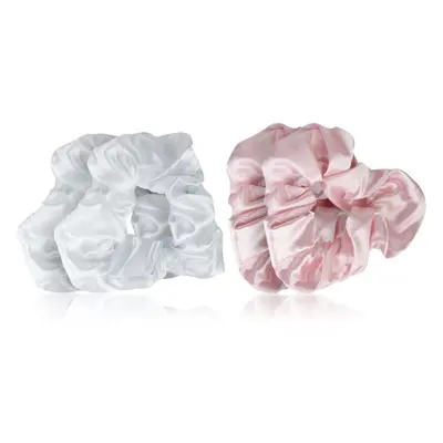 Brushworks Satin Scrunchies Pink & White hajgumik