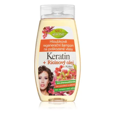 Bione Cosmetics Keratin + Ricinový olej mélyregeneráló sampon hajra 260 ml