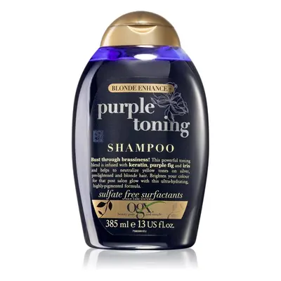 OGX Blonde Enhance+ Purple Toning lila sampon semlegesíti a sárgás tónusokat 385 ml