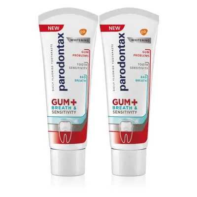 Parodontax Gum And Sens Whitening fehérítő fogkrém a fogakra 2x75 ml