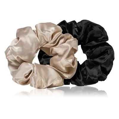 BrushArt Hair Large satin scrunchie set hajgumik Cream & Black