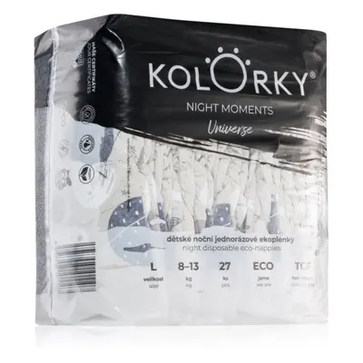 Kolorky Night Moments eldobható ÖKO pelenkák az éjszakán át tartó teljeskörű védelemért L méret 