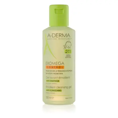 A-Derma Exomega Control 2 in 1 emollient cleansing gel tusfürdő gél száraz és atópiás bőrre 200 