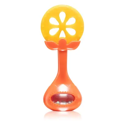 BabyOno Have Fun Teether rágóka csörgővel Juicy Orange 1 db