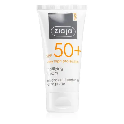 Ziaja Med Protecting UVA + UVB mattító napozó krém az arcra SPF 50+ 50 ml