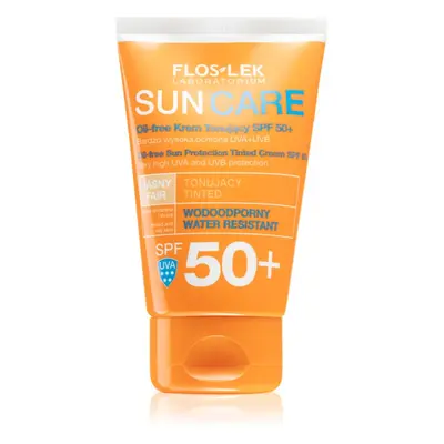 FlosLek Laboratorium Sun Care Derma színező védő krém kombinált és zsíros bőrre SPF 50+ 50 ml