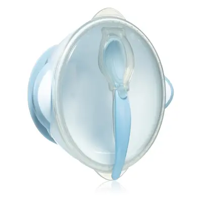 BabyOno Be Active Suction Bowl with Spoon etetőszett gyermekeknek Blue 6 m+ 2 db