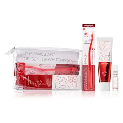 Swissdent Extreme Promo Kit fogápoló készlet (a fogzománc gyengéd fehérítésére és védelmére)