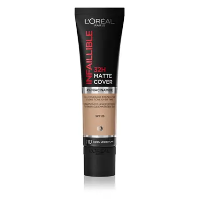 L’Oréal Paris Infallible 32H Matte Cover tartós matt alapozó SPF 25 árnyalat 110 (Cool Undertone