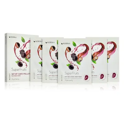 KORIKA SuperFruits Acai Berry - Set of 5 Anti-pollution Face Sheet Masks arcmaszk szett kedvezmé