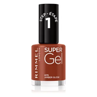 Rimmel Super Gel géles körömlakk UV/LED lámpa használata nélkül árnyalat 075 Amber Glow 12 ml