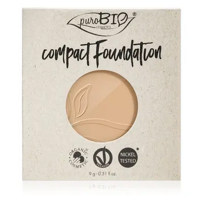 puroBIO Cosmetics Compact Foundation kompakt púderes alapozó utántöltő SPF 10 árnyalat 02 9 g