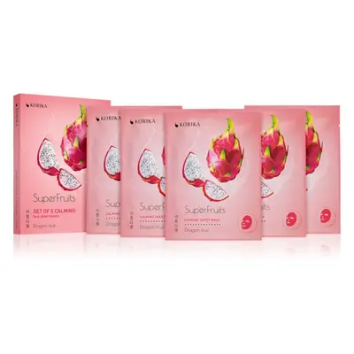 KORIKA SuperFruits Dragon Fruit - Set of 5 Calming Face Sheet Masks arcmaszk szett kedvezményes 