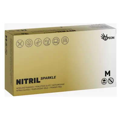 Espeon Nitril Sparkle Pearlescent Gold púdermentes nitrilkesztyű méret M 2x50 db