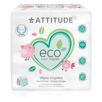 Attitude Eco nedves törlőkendők illatmentes 3x72 db