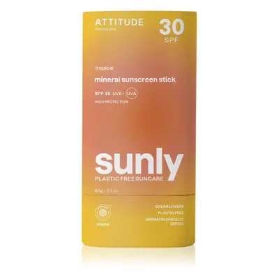 Attitude Sunly Tropical ásványi napozó krém stift SPF 30 60 g