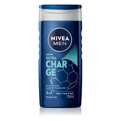 NIVEA MEN Ultra Charge energizáló tusfürdő gél 3 az 1-ben 250 ml